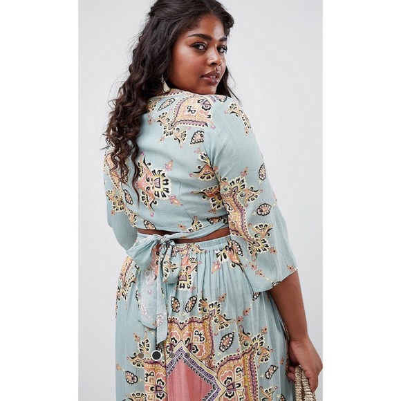 ASOS curve mint paisley print 2 piece set - Picture 2 of 8